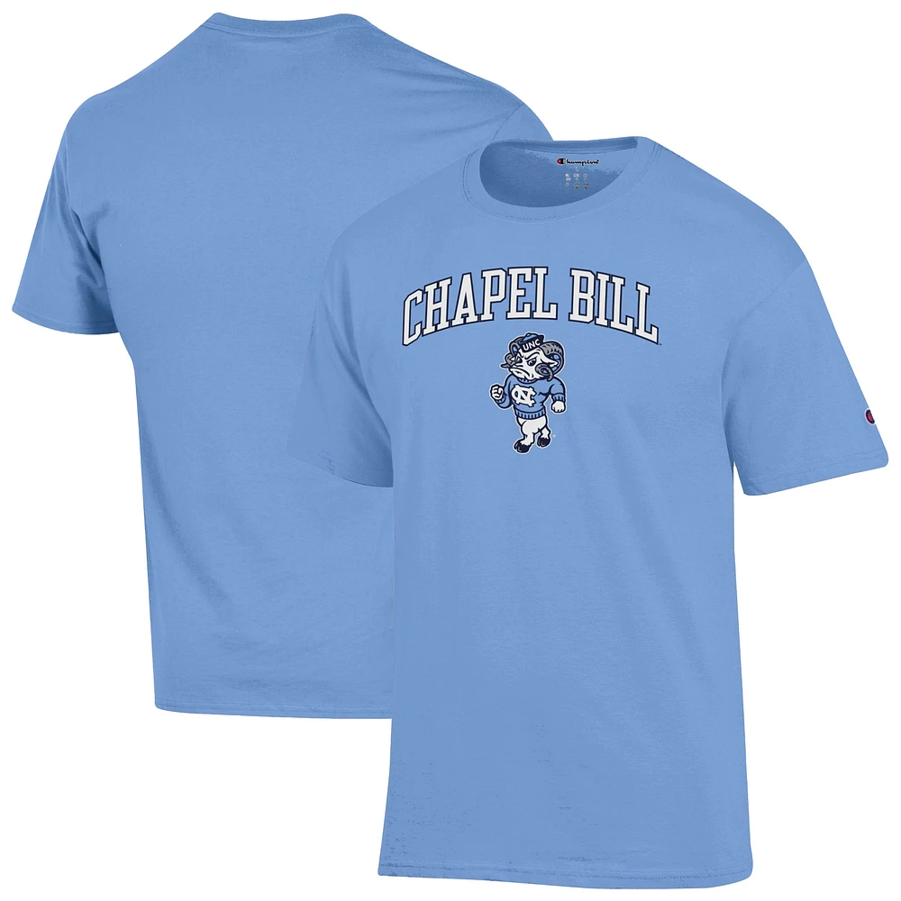 Men's Champion Carolina Blue North Tar Heels Chapel Bill Mascot T-Shirt