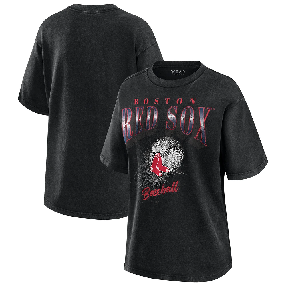 Women's WEAR by Erin Andrews Charcoal Boston Red Sox Oversized Boyfriend T-Shirt