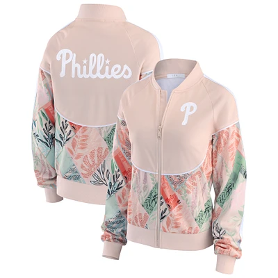 Women's WEAR by Erin Andrews Sand Philadelphia Phillies Raglan Full-Zip Track Jacket