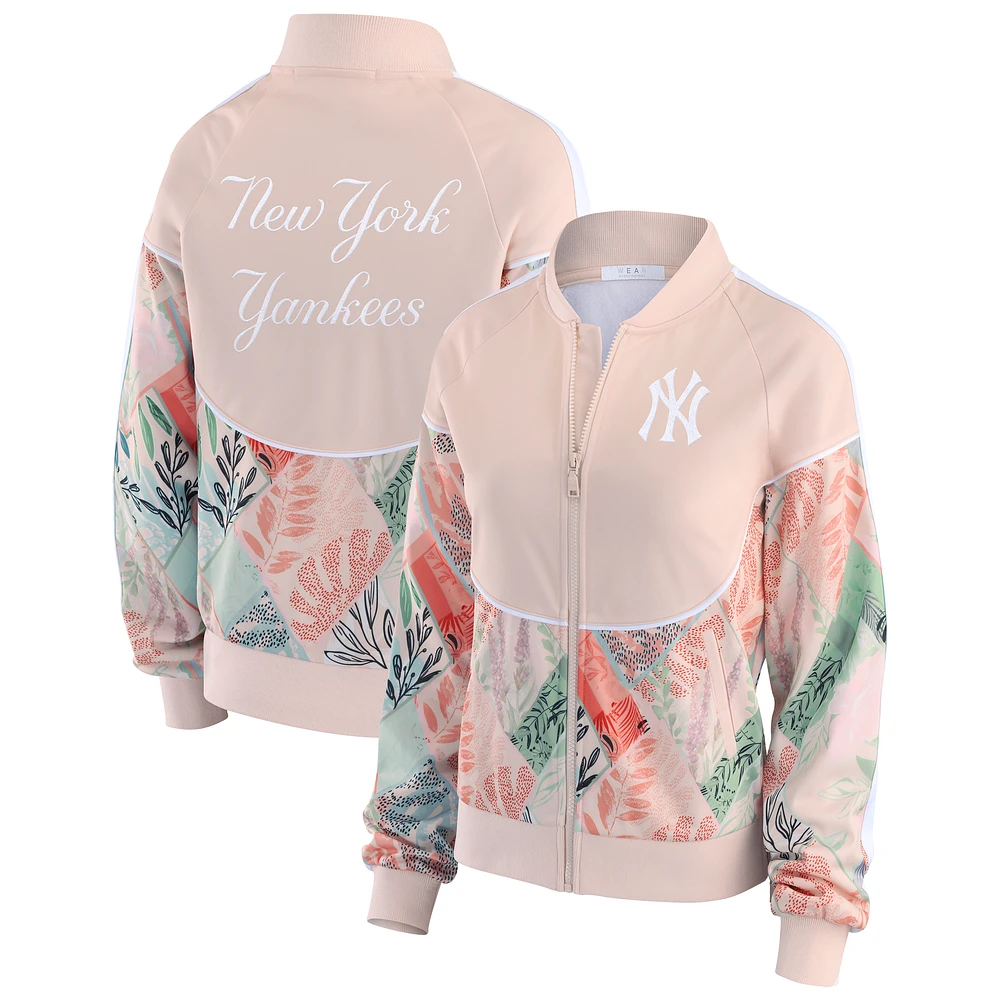 Women's WEAR by Erin Andrews Sand New York Yankees Raglan Full-Zip Track Jacket