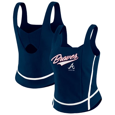 Women's WEAR by Erin Andrews Navy Atlanta Braves Square Neck Tank Top