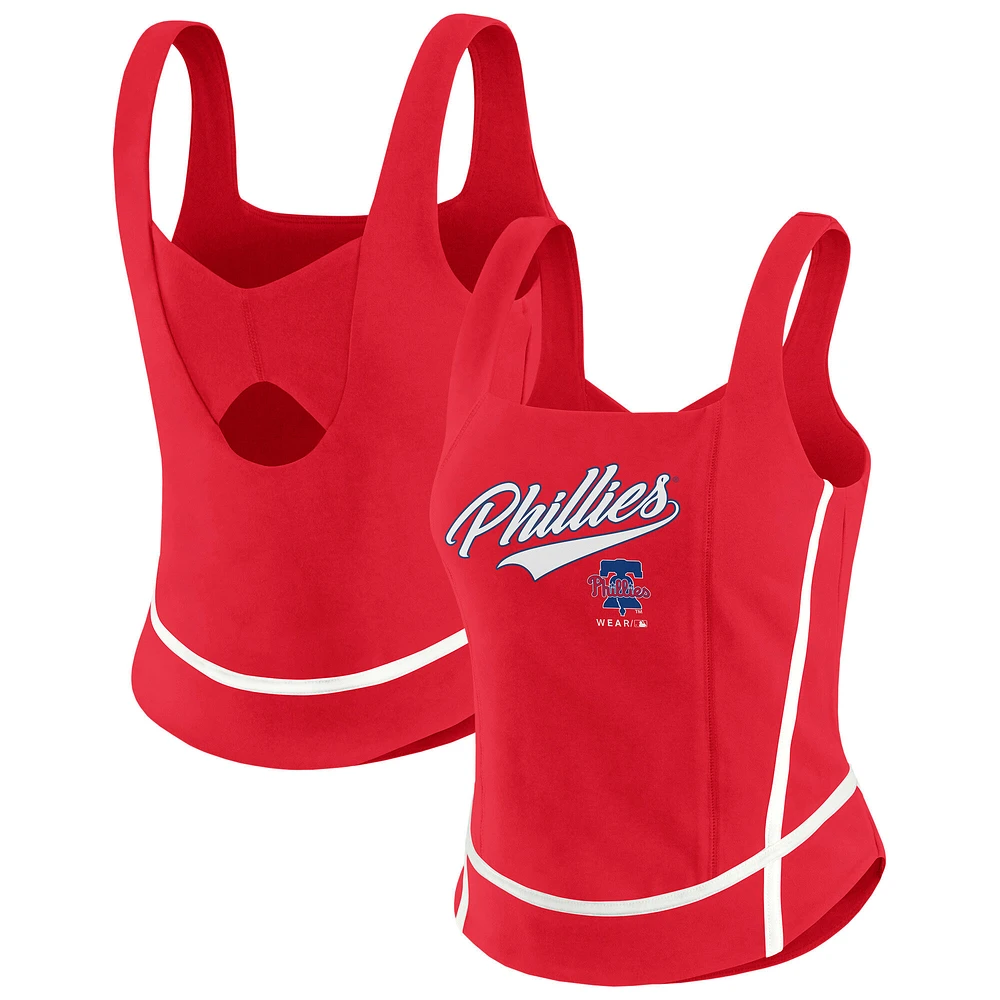 Women's WEAR by Erin Andrews Red Philadelphia Phillies Square Neck Tank Top