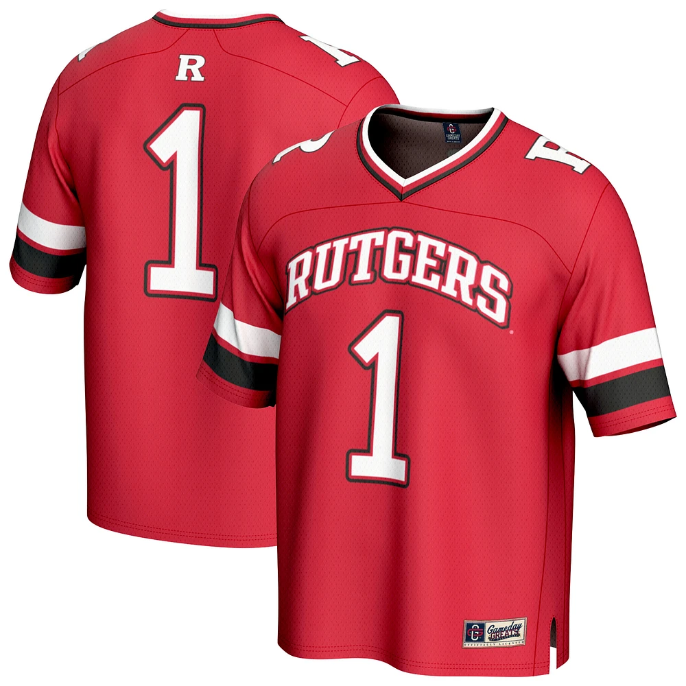 Unisex GameDay Greats #1 Scarlet Rutgers Knights Lightweight Collegiate Football Fashion Jersey