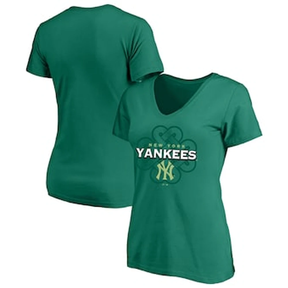 Women's Profile Kelly Green New York Yankees Plus Celtic V-Neck T-Shirt