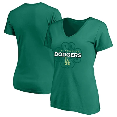 Women's Profile Kelly Green Los Angeles Dodgers Plus Celtic V-Neck T-Shirt
