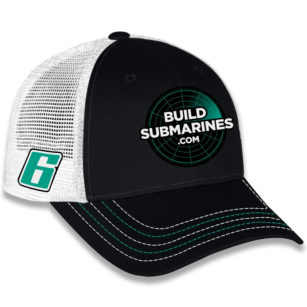 Unisex Checkered Flag Sports Black Brad Keselowski BuildSubmarines.com Sponsor Trucker Adjustable Hat