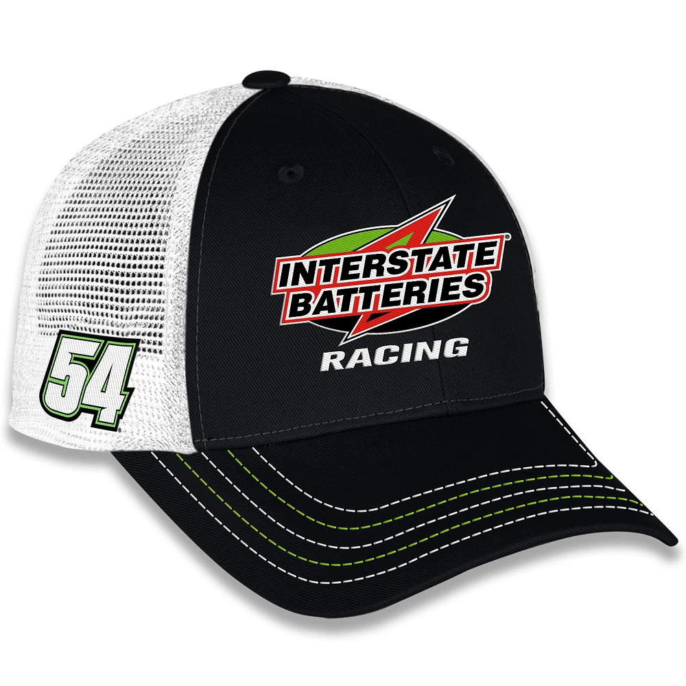 Unisex Checkered Flag Sports Black Ty Gibbs Interstate Batteries Sponsor Trucker Adjustable Hat