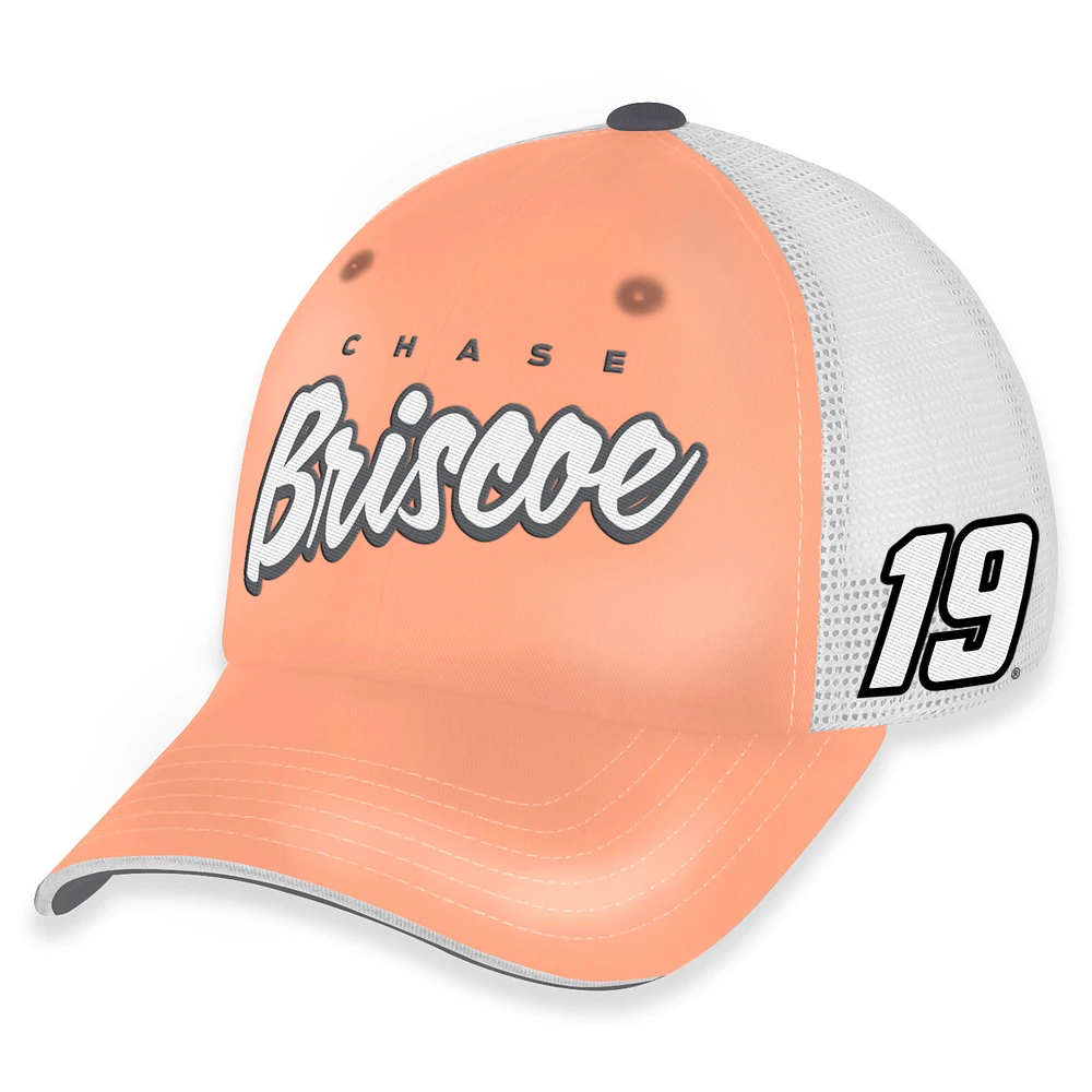 Women's Checkered Flag Sports Pink/White Chase Briscoe Pit Box Adjustable Trucker Hat