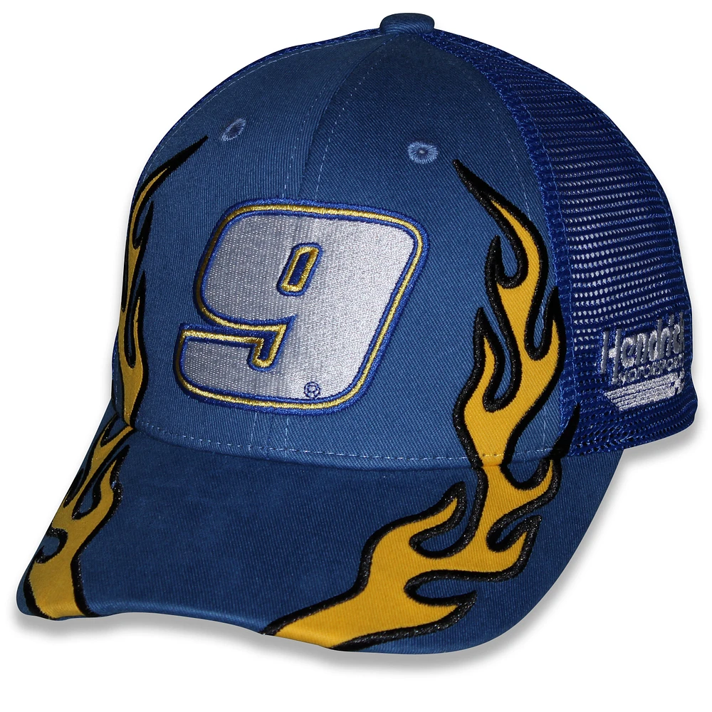 Youth Checkered Flag Sports Blue Chase Elliott NAPA Flame Trucker Adjustable Hat
