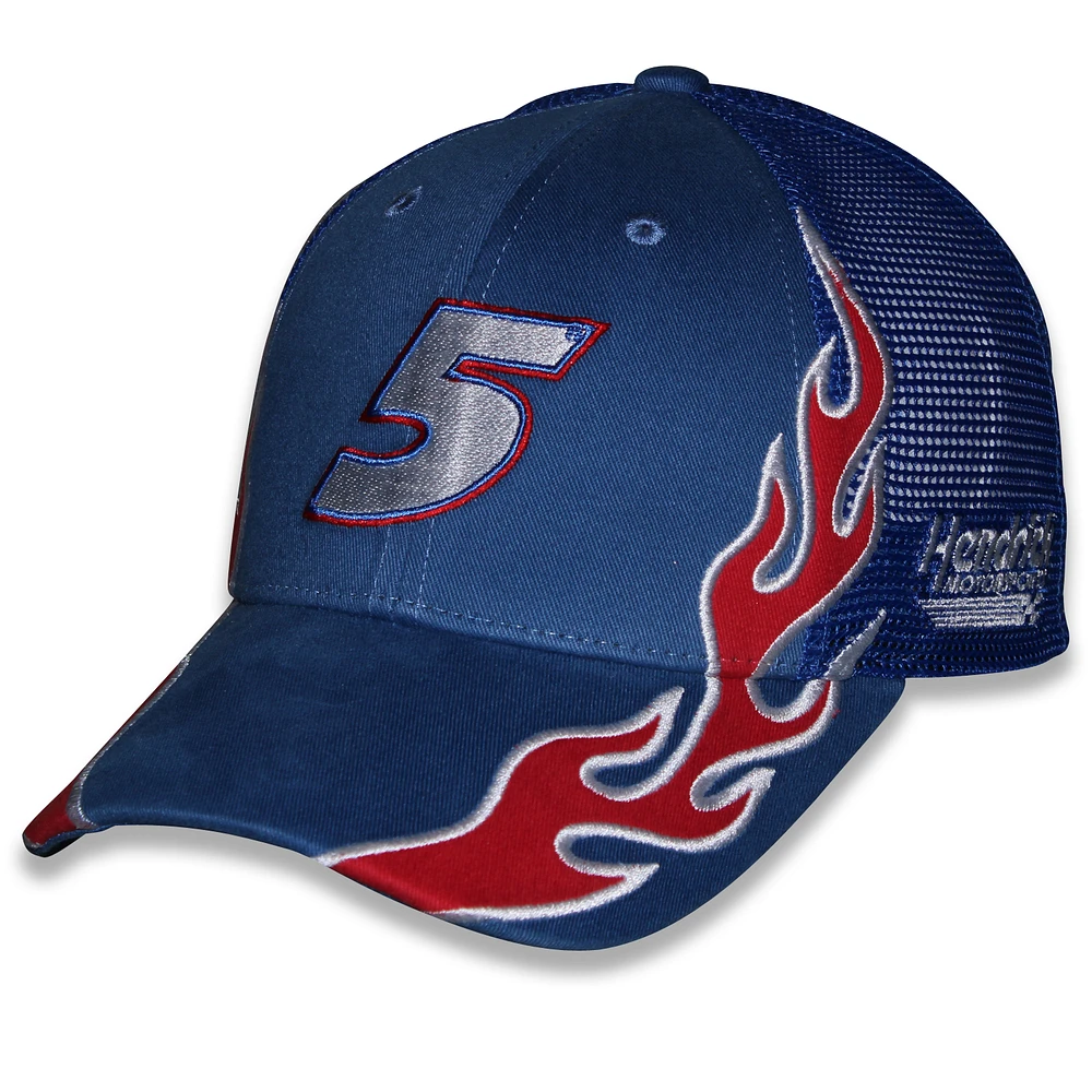 Unisex Checkered Flag Sports Blue Kyle Larson HendrickCars.com Flame Trucker Adjustable Hat