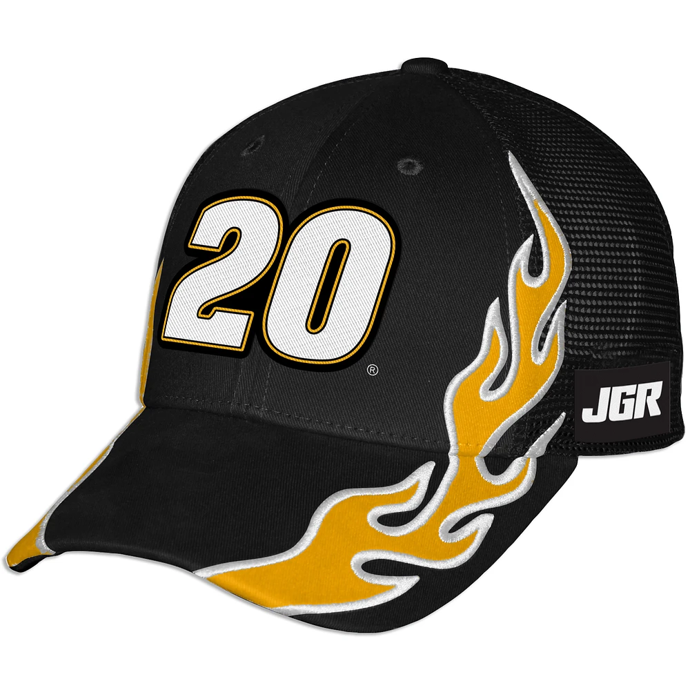 Unisex Checkered Flag Sports Black Christopher Bell DeWalt Flame Trucker Adjustable Hat