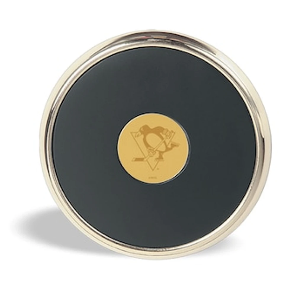 Gold Pittsburgh Penguins Round Coaster