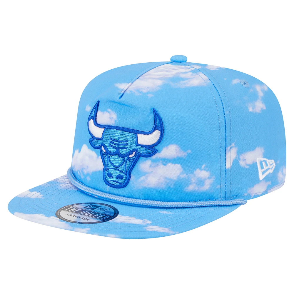Men's New Era Light Blue Chicago Bulls Head in the Clouds Golfer Rope Adjustable Hat