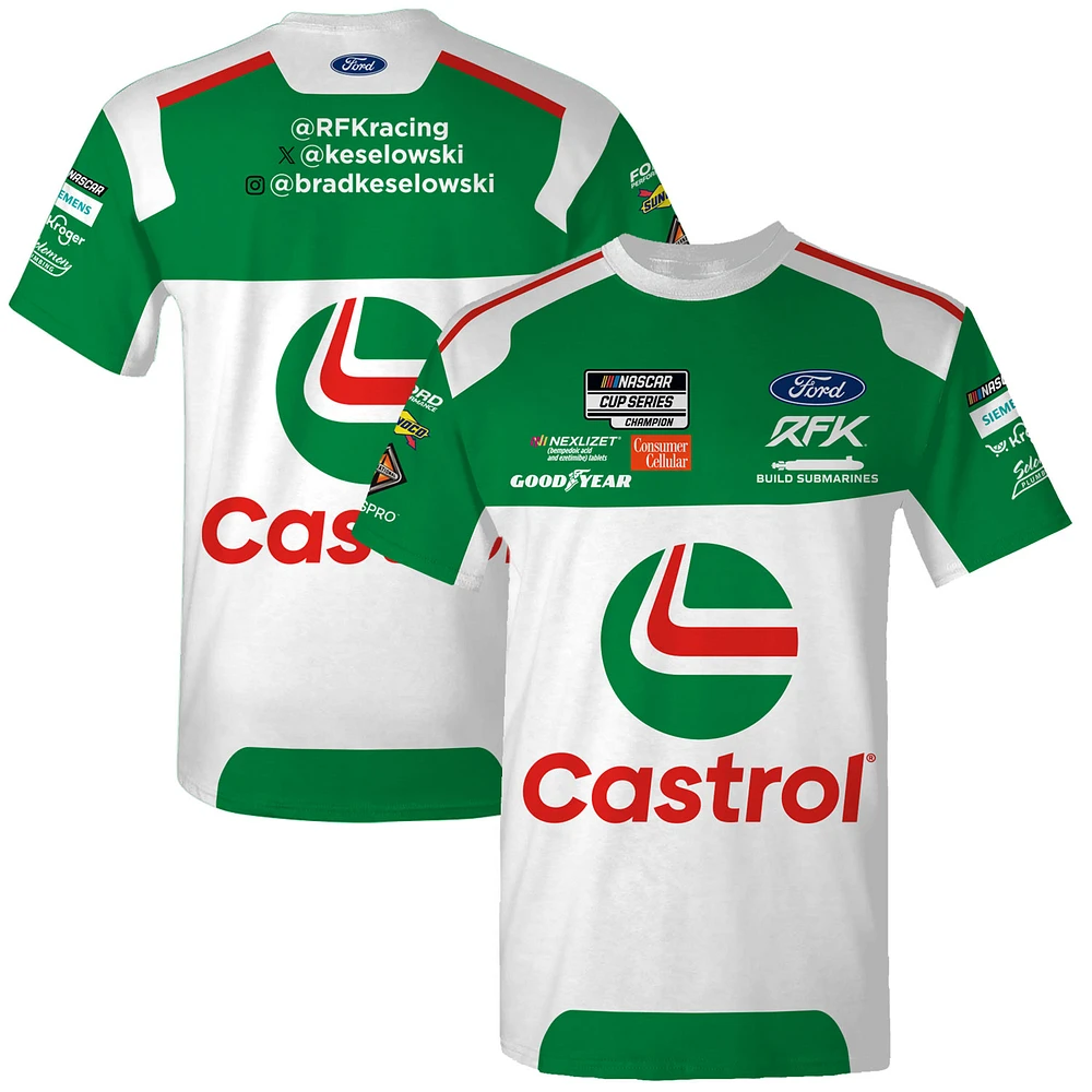 Men's Checkered Flag Sports Green Brad Keselowski Castrol Uniform T-Shirt