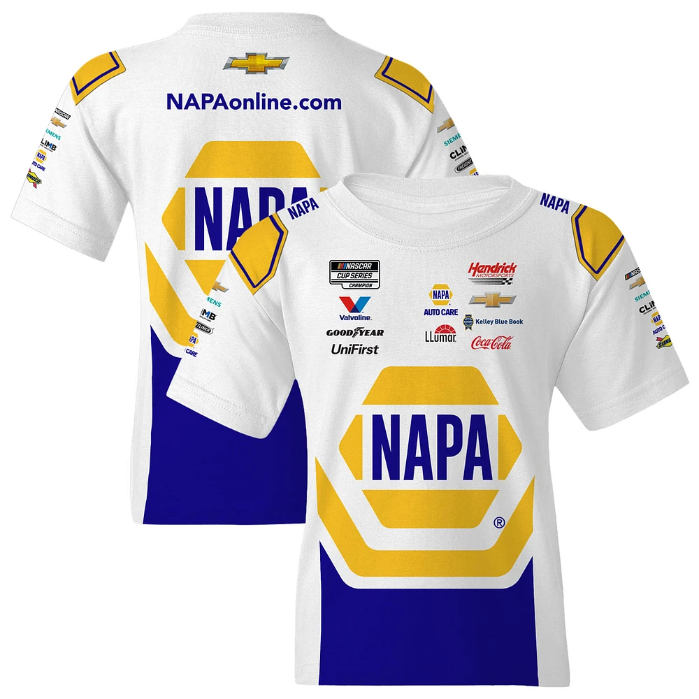 Youth Hendrick Motorsports Team Collection White Chase Elliott NAPA Uniform T-Shirt