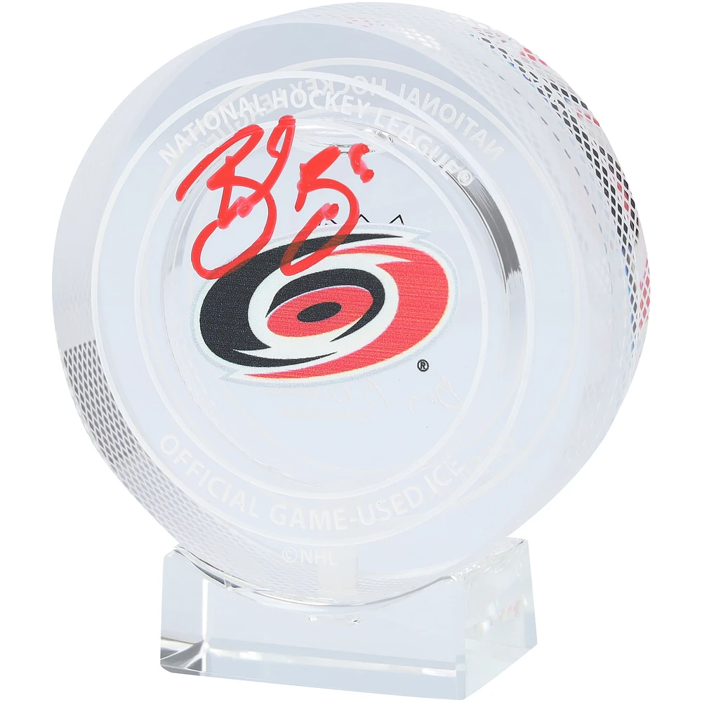 Brent Burns Carolina Hurricanes Autographed Crystal Puck - Filled with Ice from the 2023-24 Season