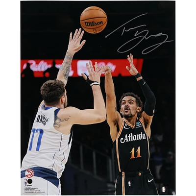 Trae Young Atlanta Hawks Autographed 16" x 20" vs. Luka Dončić Photograph