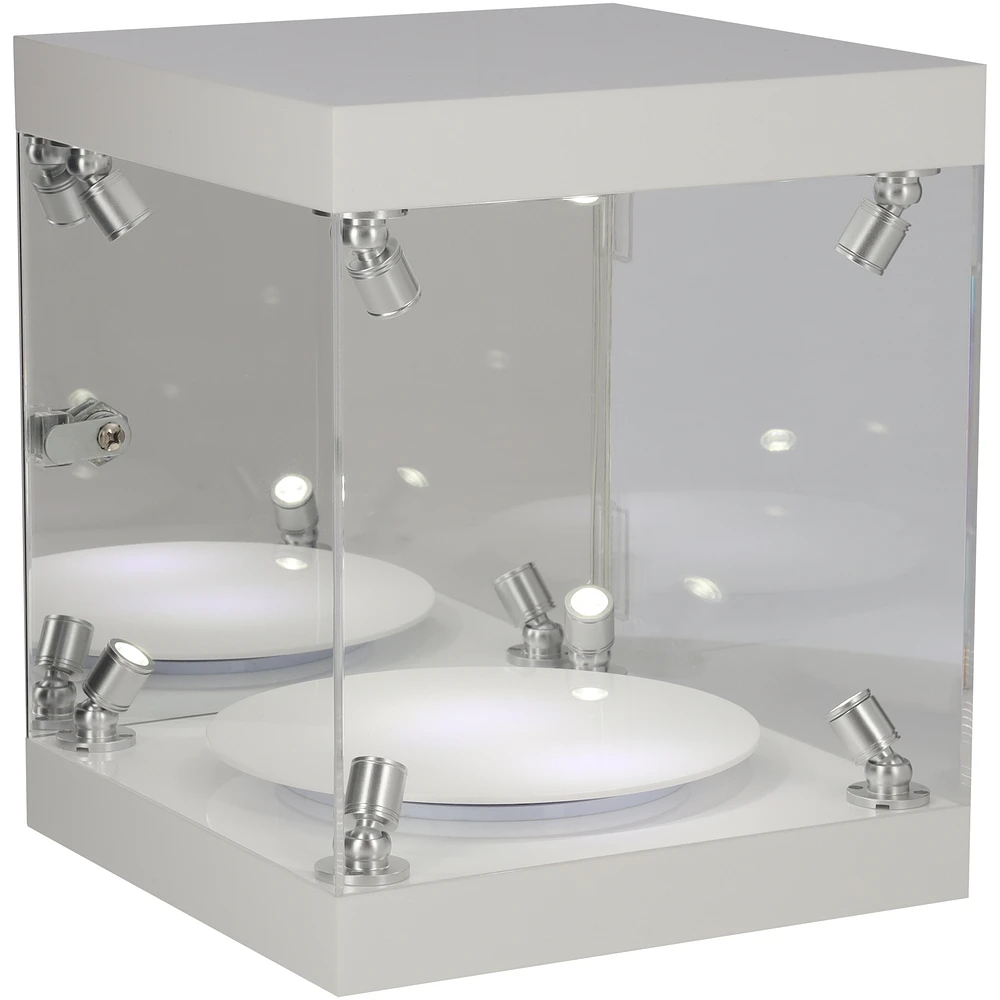 Premium Rotating LED Display Case - Fits Baseball, Hockey Puck & Mini Helmet
