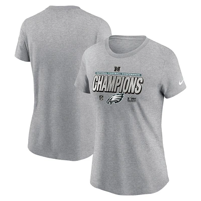 Women's Nike Heather Gray Philadelphia Eagles 2024 NFC Champions Locker Room Trophy Collection T-Shirt
