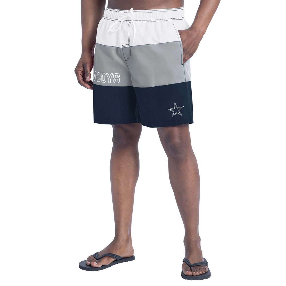 Men's G-III Sports by Carl Banks White/Gray Dallas Cowboys Sunrise Volley Swim Shorts