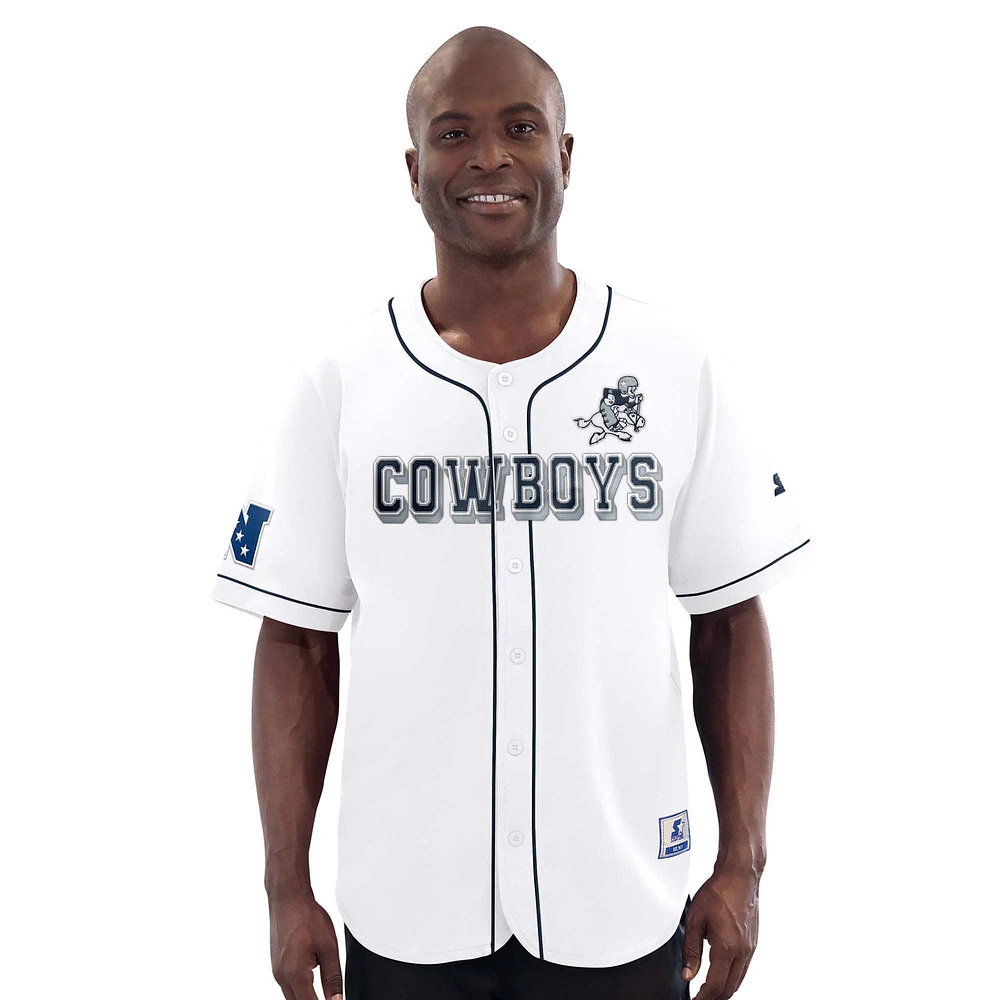 Men's G-III Sports by Carl Banks White Dallas Cowboys Throwback Relay Baseball Jersey