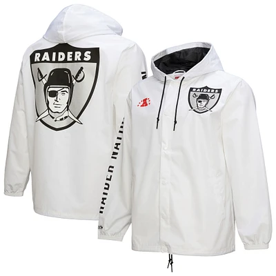 Men's Mitchell & Ness White Oakland Raiders Vintage Logo Coaches Full-Snap Hoodie Jacket