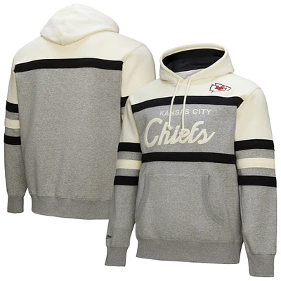 Men's Mitchell & Ness Heather Gray Kansas City Chiefs Head Coach Vintage Logo Pullover Hoodie