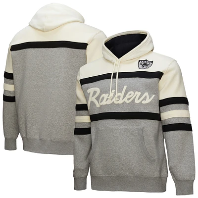 Men's Mitchell & Ness Heather Gray Oakland Raiders Head Coach Vintage Logo Pullover Hoodie