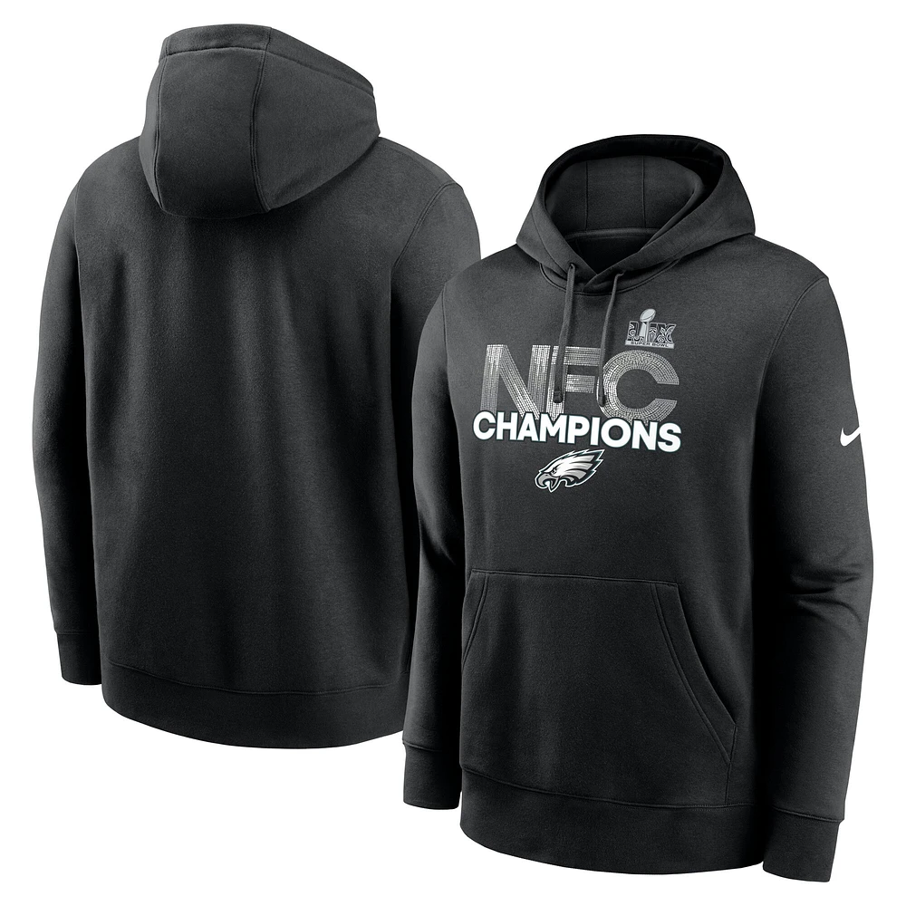 Men's Nike Black Philadelphia Eagles 2024 NFC Champions Fleece Pullover Hoodie