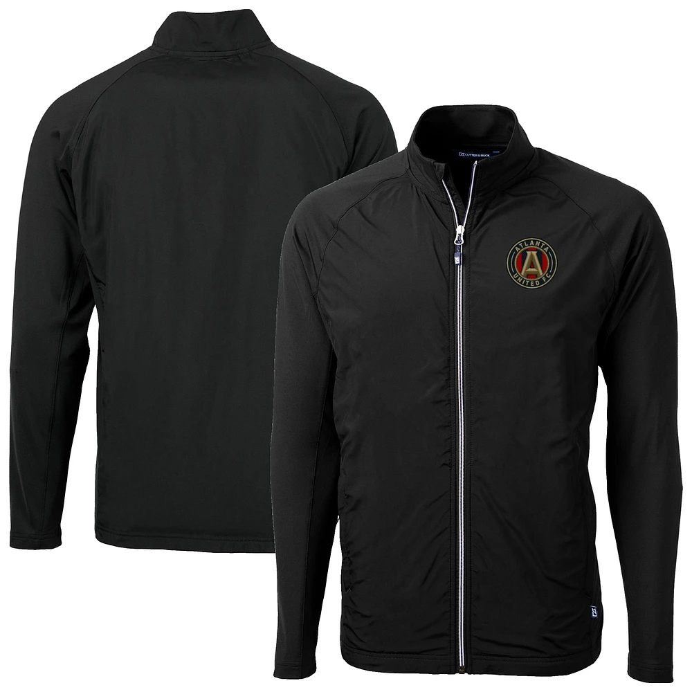 Men's Cutter & Buck Black Atlanta United FC Adapt Eco Knit Hybrid Recycled Raglan Full-Zip Jacket