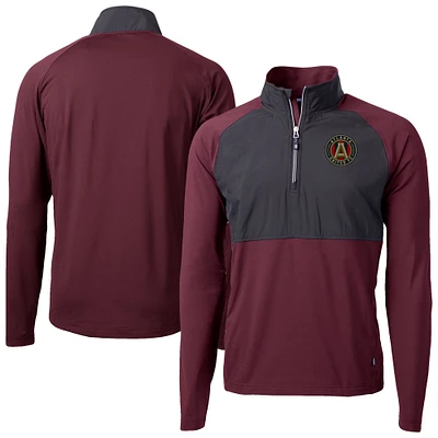 Men's Cutter & Buck Maroon Atlanta United FC Adapt Eco Knit Hybrid Recycled Raglan Quarter-Zip Top
