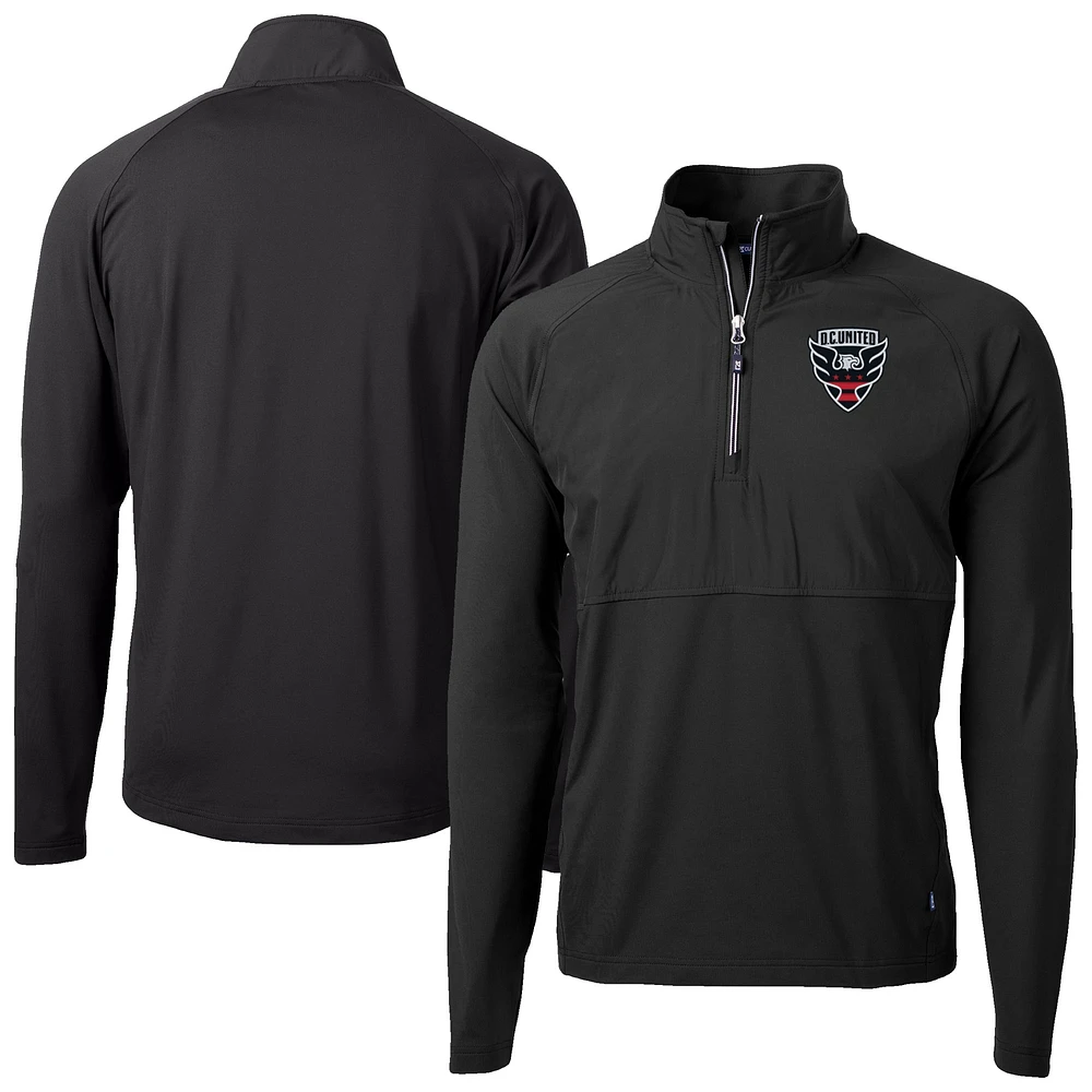 Men's Cutter & Buck Black D.C. United Adapt Eco Knit Hybrid Recycled Raglan Quarter-Zip Top