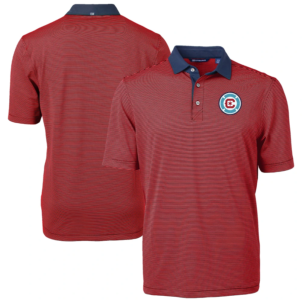 Men's Cutter & Buck Red Chicago Fire Virtue Eco Pique Micro Stripe Recycled Polo