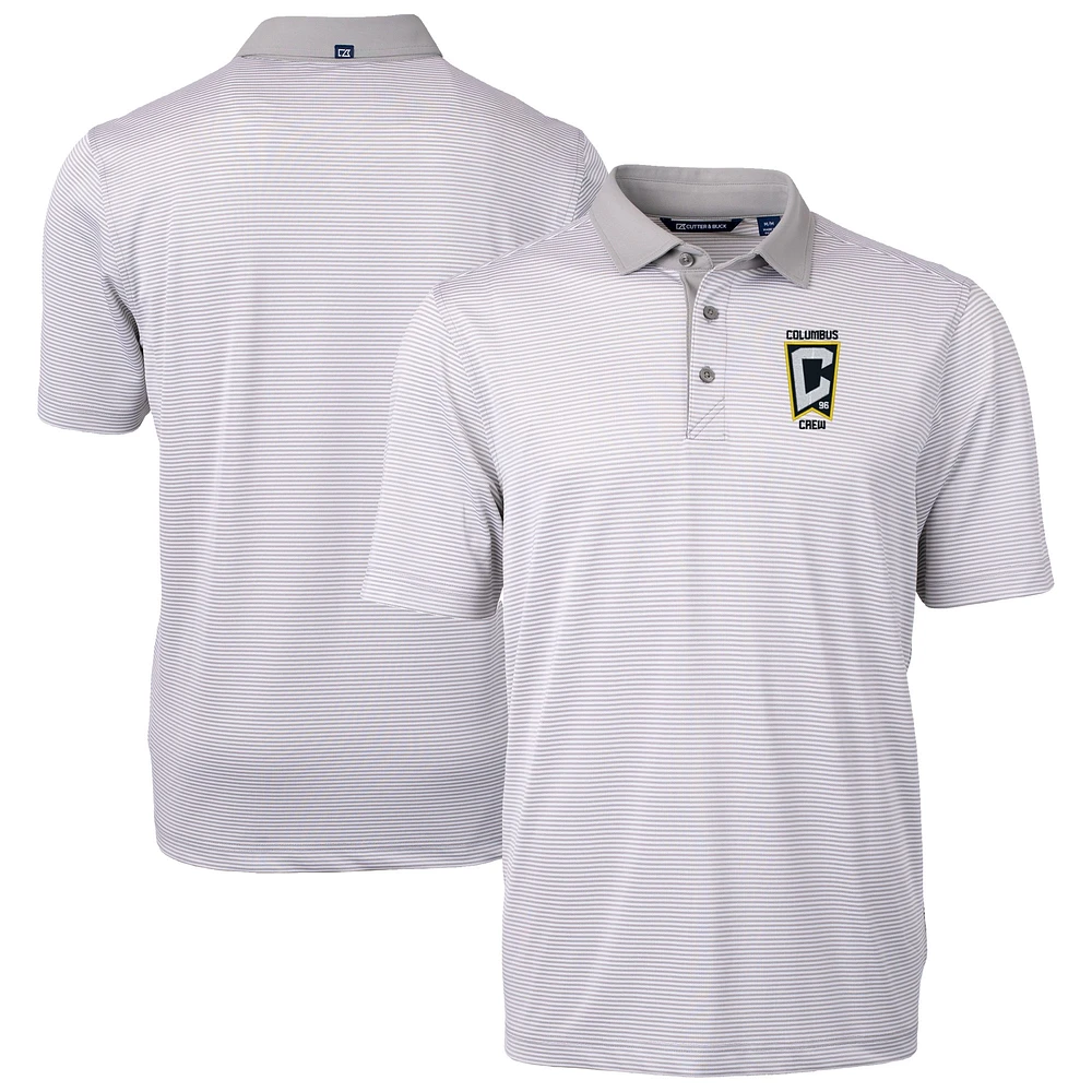 Men's Cutter & Buck Gray Columbus Crew Virtue Eco Pique Micro Stripe Recycled Polo