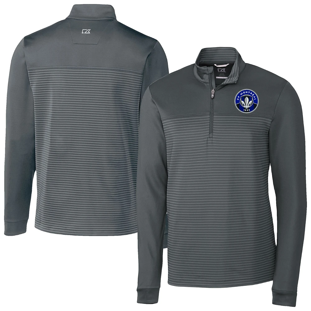 Men's Cutter & Buck CF Montreal Traverse Stretch Eco Stripe Quarter-Zip Pullover Top