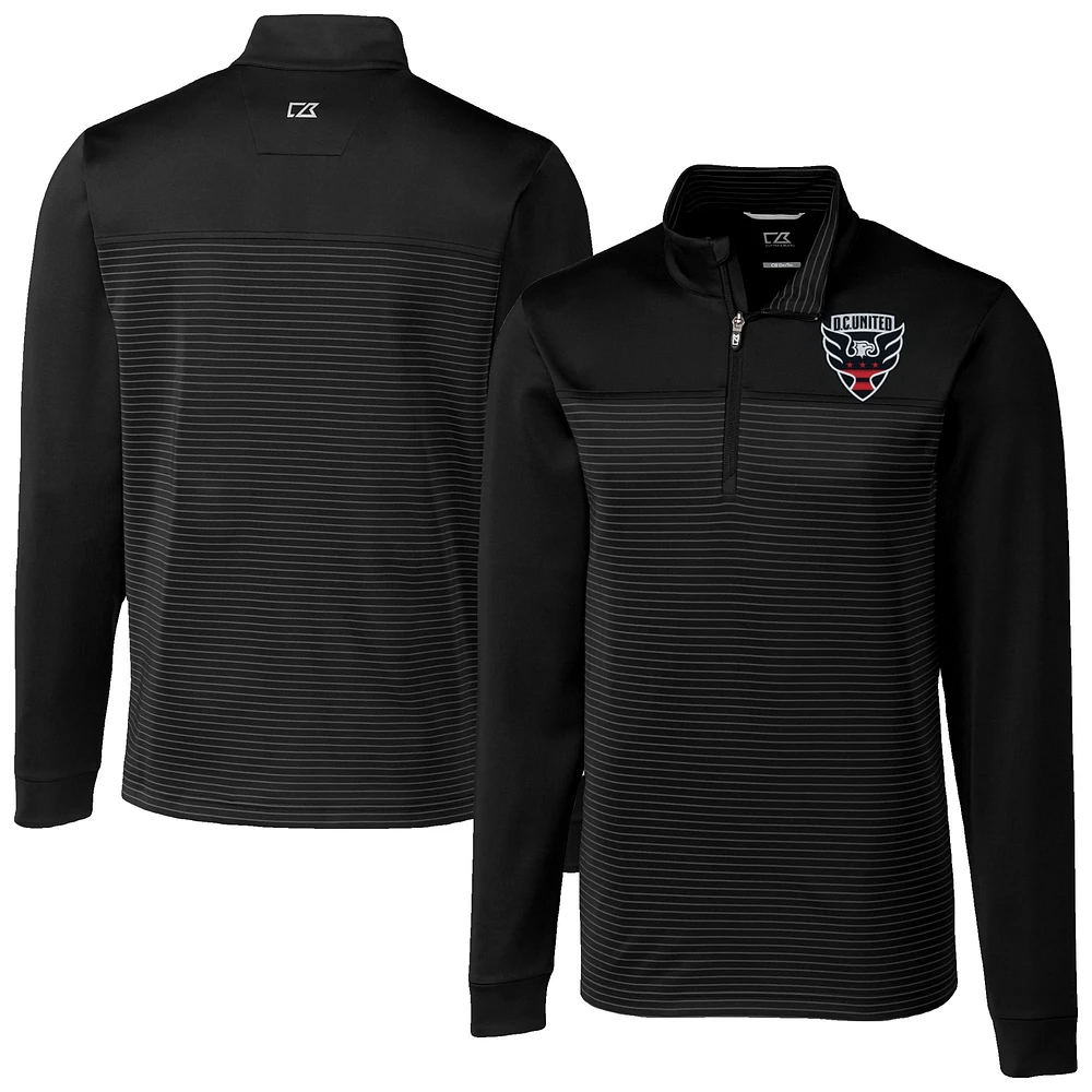 Men's Cutter & Buck D.C. United Traverse Stretch Eco Stripe Quarter-Zip Pullover Top
