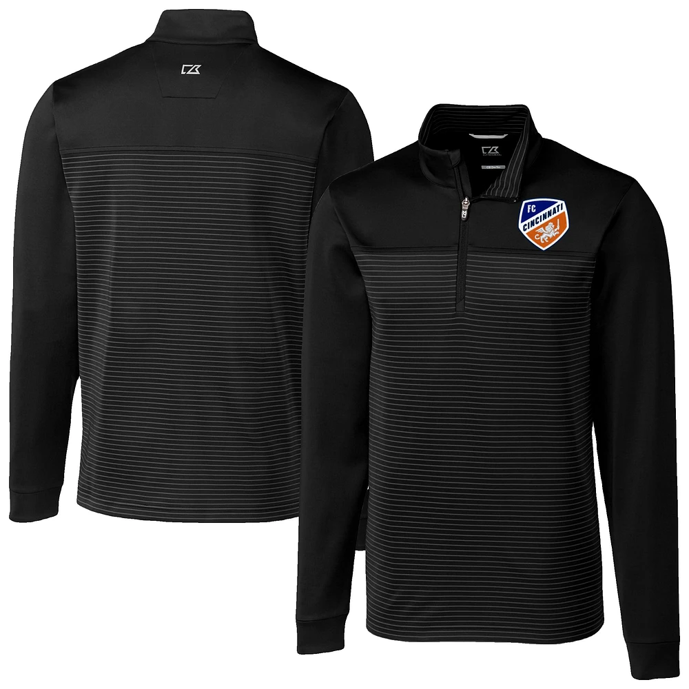 Men's Cutter & Buck FC Cincinnati Traverse Stretch Eco Stripe Quarter-Zip Pullover Top