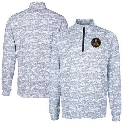 Men's Cutter & Buck Charcoal Atlanta United FC Traverse Stretch Eco Camo Print Quarter-Zip Top