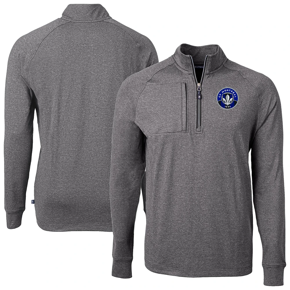 Men's Cutter & Buck Heather CF Montreal Adapt Eco Knit Raglan Quarter-Zip Pullover Top