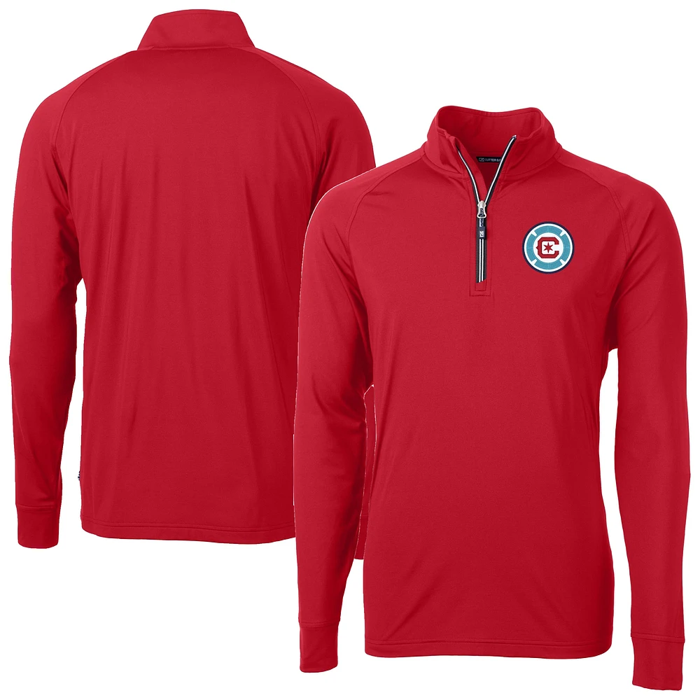 Men's Cutter & Buck Red Chicago Fire Adapt Eco Knit Stretch Recycled Raglan Quarter-Zip Pullover Top