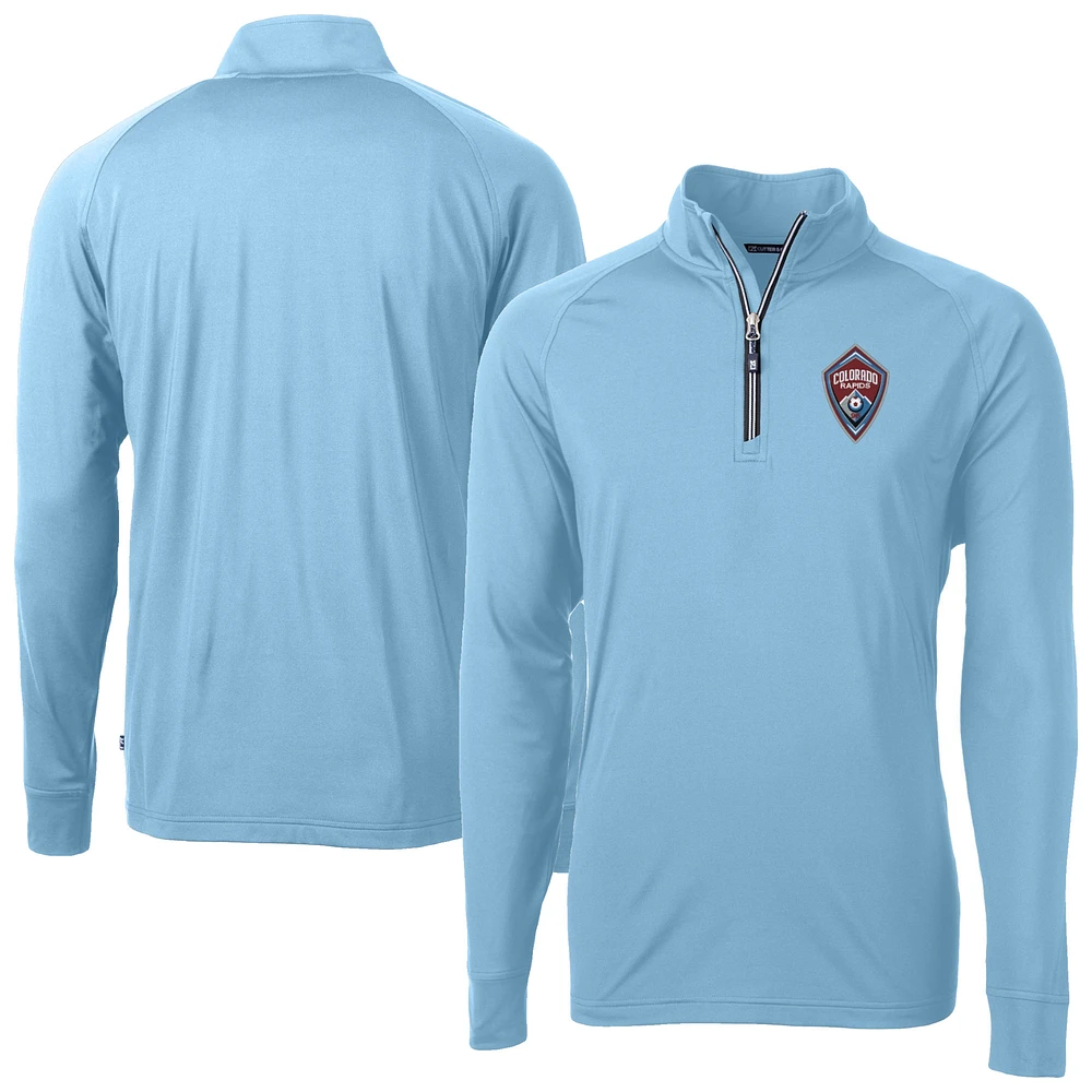 Men's Cutter & Buck Sky Blue Colorado Rapids Adapt Eco Knit Stretch Recycled Raglan Quarter-Zip Pullover Top