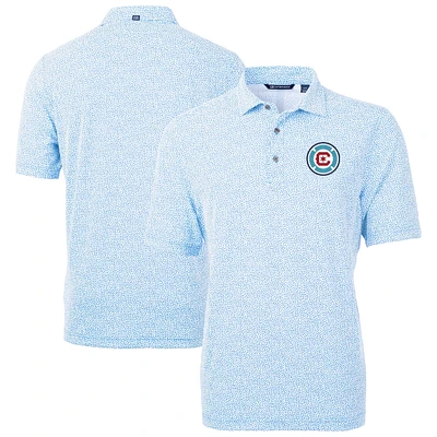 Men's Cutter & Buck  Powder Blue Chicago Fire Virtue Eco Pique Botanical Print Recycled Polo