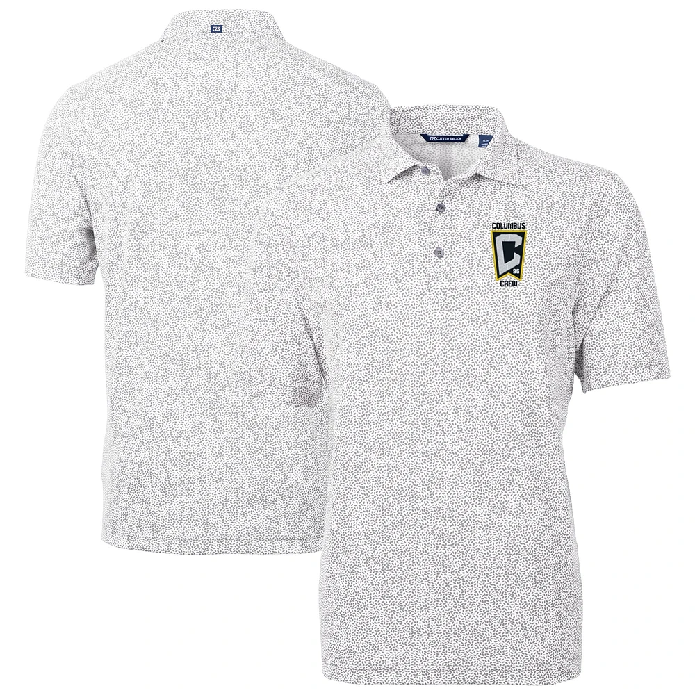 Men's Cutter & Buck Gray Columbus Crew Virtue Eco Pique Botanical Print Recycled Polo