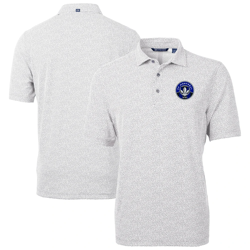 Men's Cutter & Buck Gray CF Montreal Virtue Eco Pique Botanical Print Recycled Polo