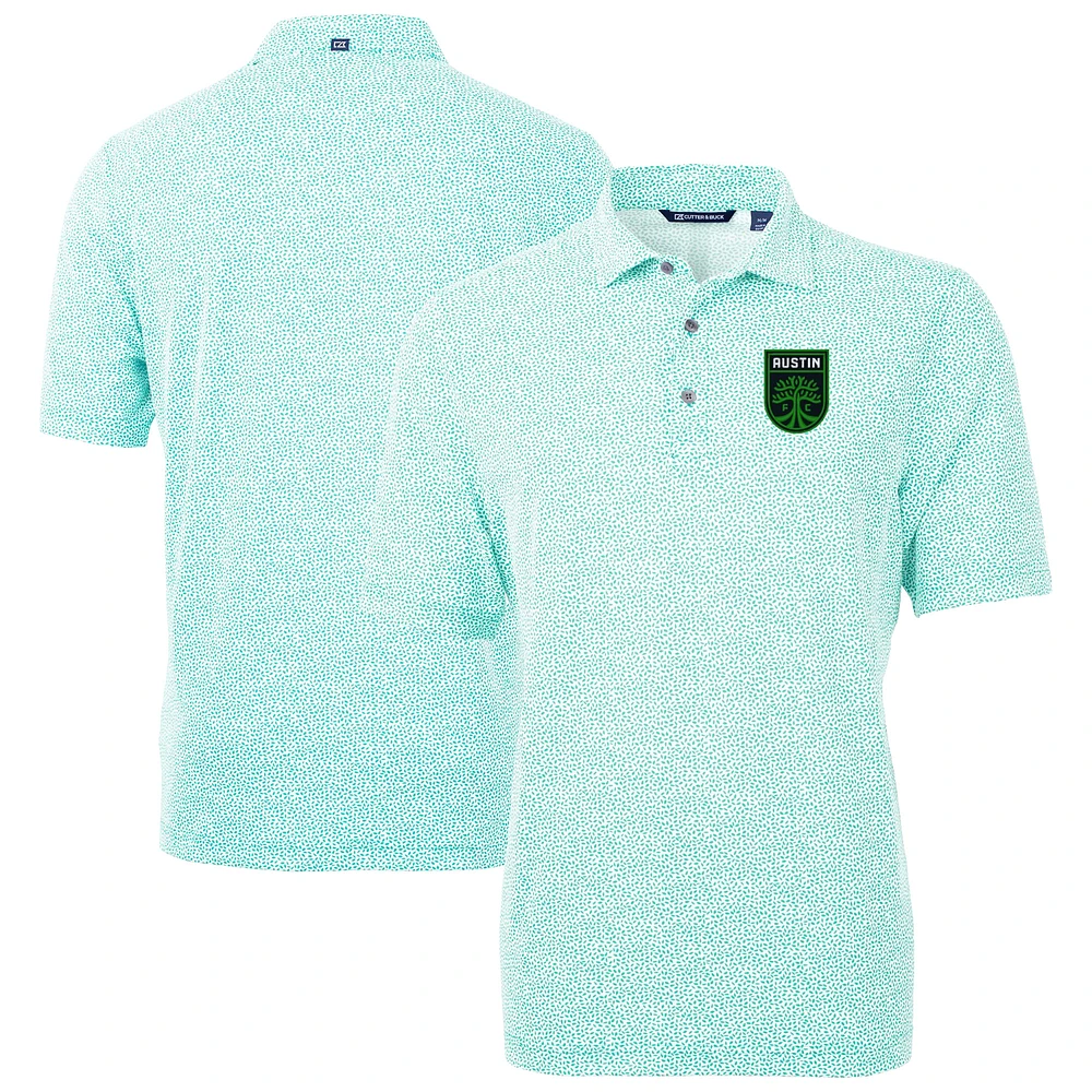 Men's Cutter & Buck Mint Austin FC Virtue Eco Pique Botanical Print Recycled Polo