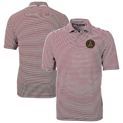 Men's Cutter & Buck Maroon Atlanta United FC Virtue Eco Pique Stripe Recycled DryTec Polo