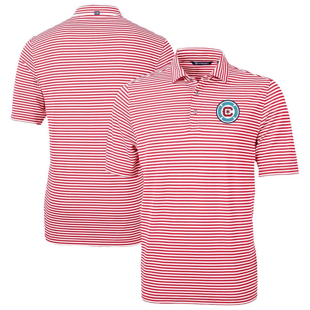 Men's Cutter & Buck Chicago Fire Virtue Eco Pique Stripe Recycled Polo
