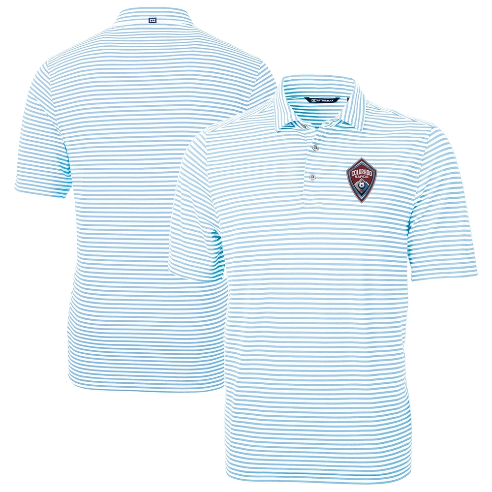 Men's Cutter & Buck Sky Blue Colorado Rapids Virtue Eco Pique Stripe Recycled DryTec Polo