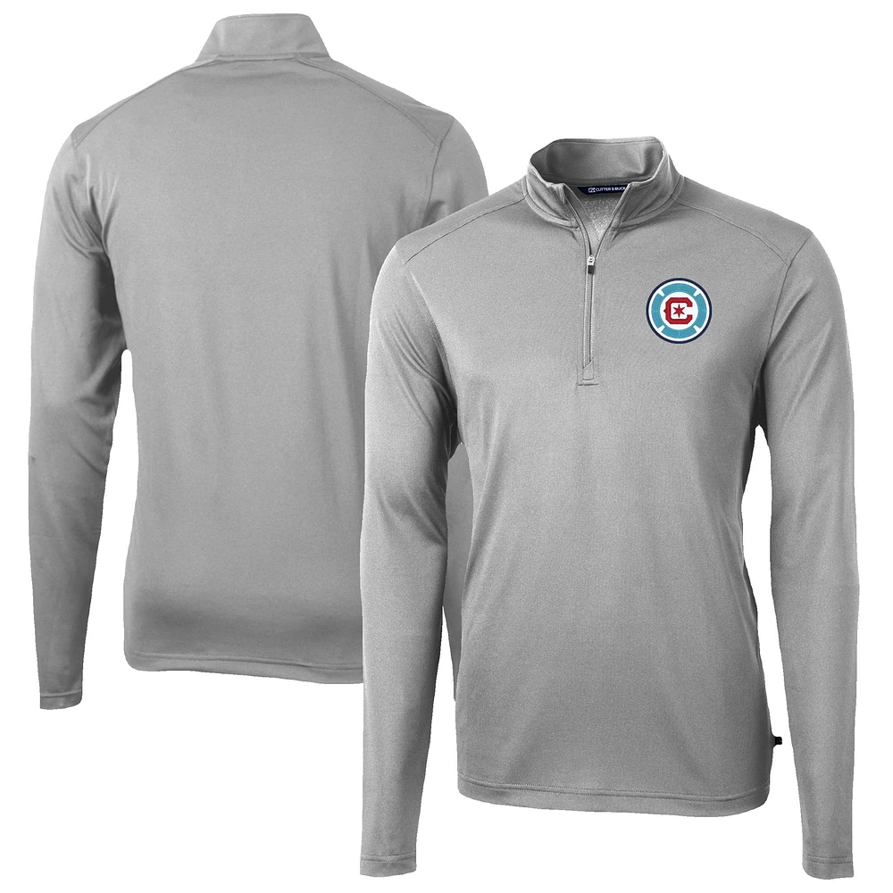 Men's Cutter & Buck Chicago Fire Virtue Eco Pique Recycled Quarter-Zip Pullover Top