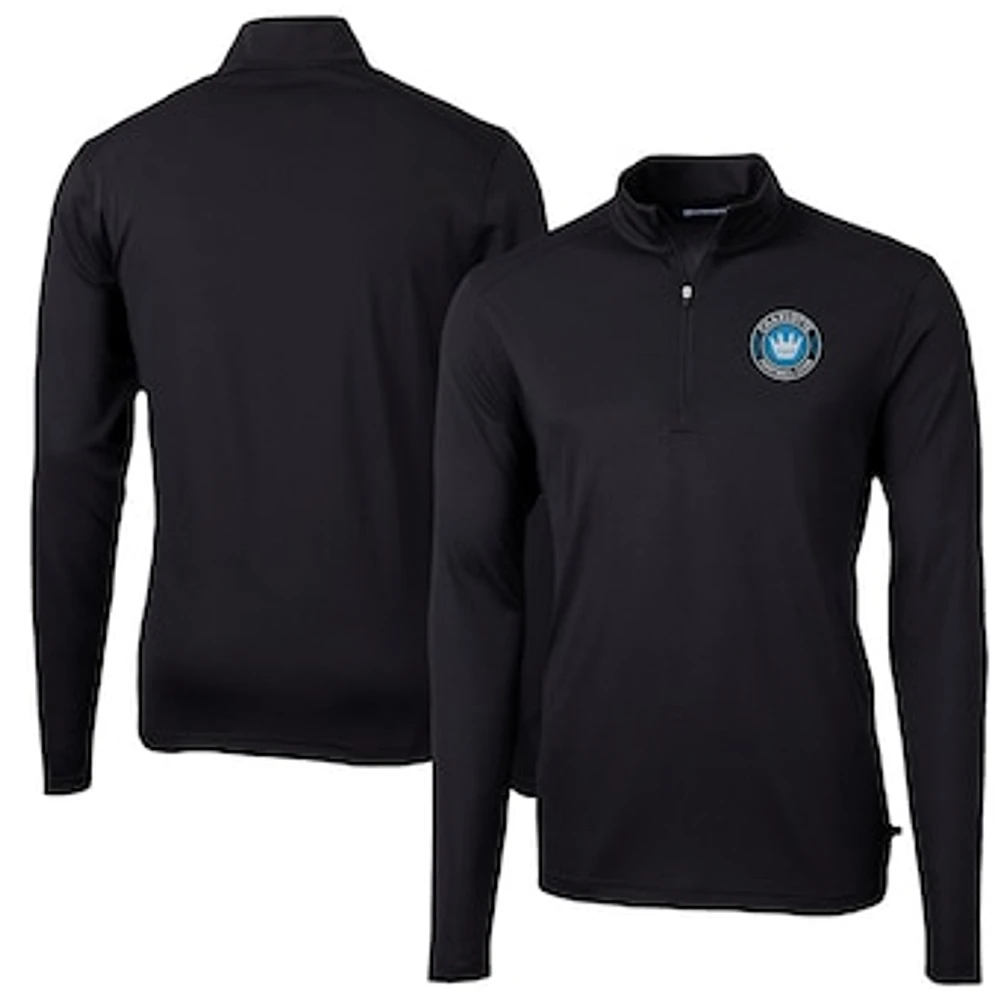 Men's Cutter & Buck Charlotte FC Virtue Eco Pique Recycled Quarter-Zip Pullover Top